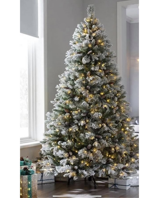 7ft Snow-Flocked Pre-Lit Christmas Tree (Undecorated)