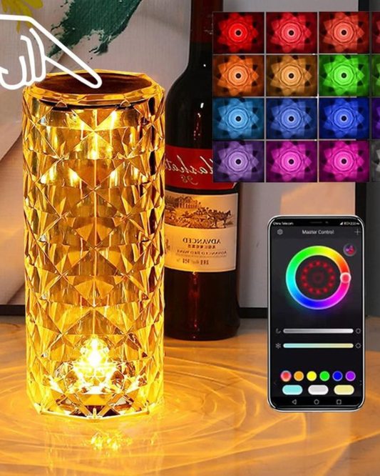 Rose Diamond Table Lamp – USB Rechargeable Touch Crystal Light (Color-Changing LED)